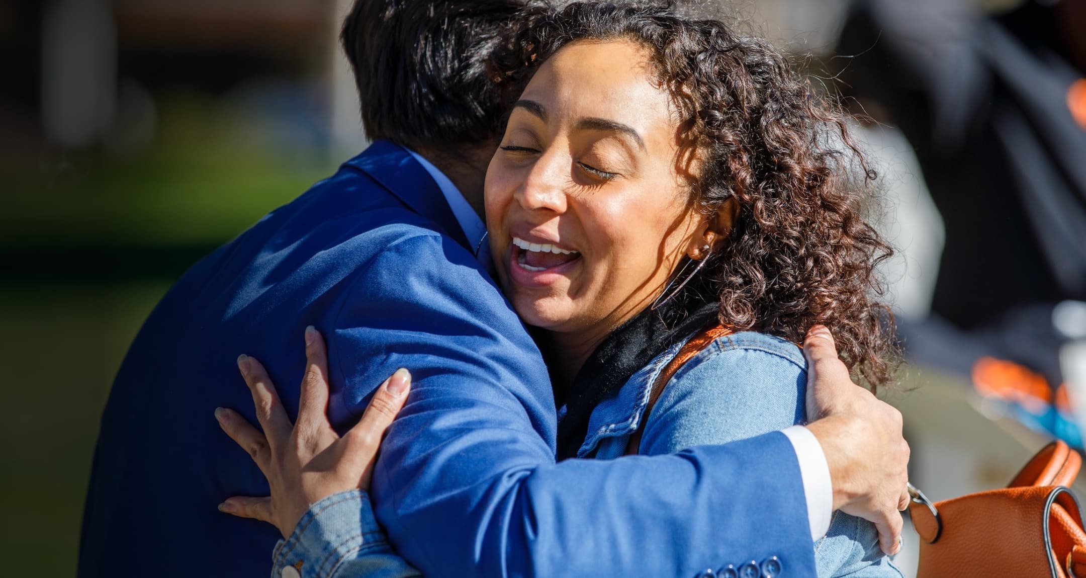 Two people embracing